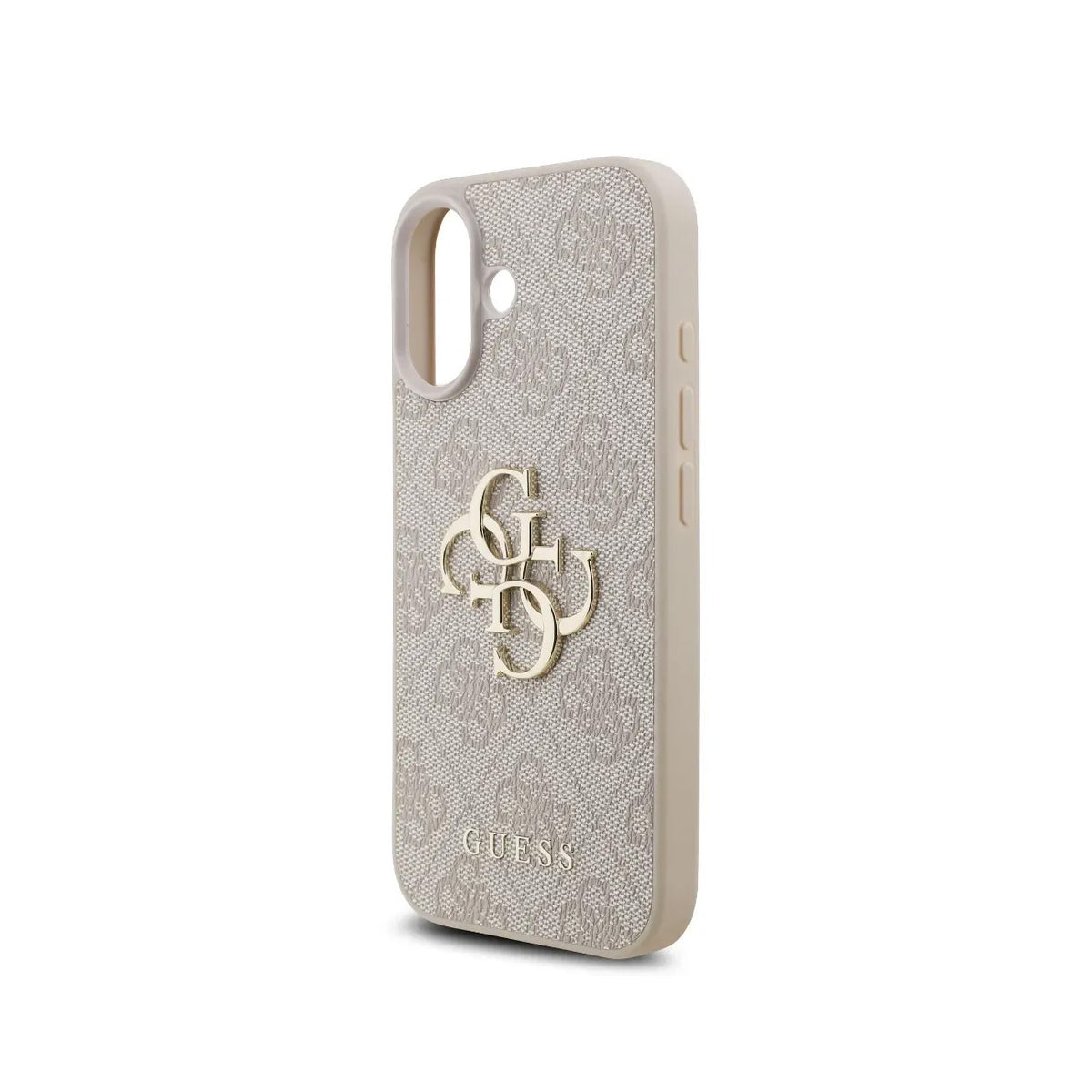 Guess Funda de Polipiel Logo 4G Clásico para iPhone 17 con Correa de Perlas y Protección Anticaídas, Rosa