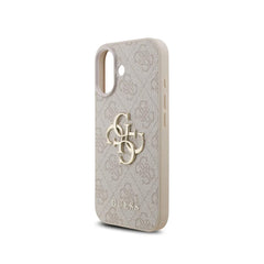 Guess Funda de Polipiel Logo 4G Clásico para iPhone 17 con Correa de Perlas y Protección Anticaídas, Rosa