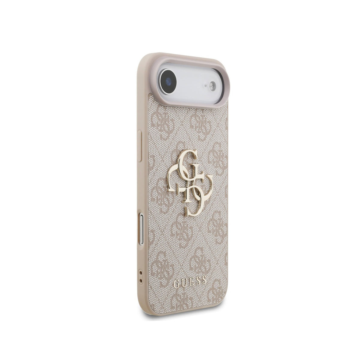 GUESS Funda de Polipiel Logo 4G Clásico para iPhone Air con Correa de Perlas y Protección Anticaídas, Rosa