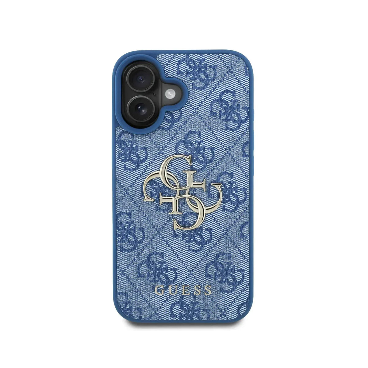 GUESS Funda para iPhone 16 – Carcasa de PU Azul con Logo 4G y Correa, Diseño Práctico y Ajuste Preciso