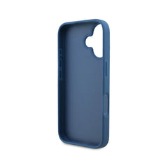 GUESS Funda para iPhone 16 – Carcasa de PU Azul con Logo 4G y Correa, Diseño Práctico y Ajuste Preciso
