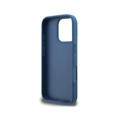 GUESS iPhone 16 Pro Max Case - Blue PU Case with 4G Logo and Strap, Practical Design and Precise Fit