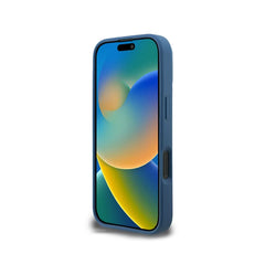 GUESS iPhone 16 Pro Max Case - Blue PU Case with 4G Logo and Strap, Practical Design and Precise Fit