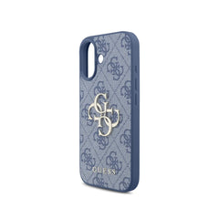 Guess Funda para iPhone 17 – Carcasa de Polipiel Azul con Logo 4G Clásico y Correa de Perlas, Protección Anticaídas y Ajuste Preciso