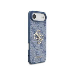 GUESS Funda de Polipiel Logo 4G Clásico para iPhone Air con Correa de Perlas y Protección Anticaídas, Azul