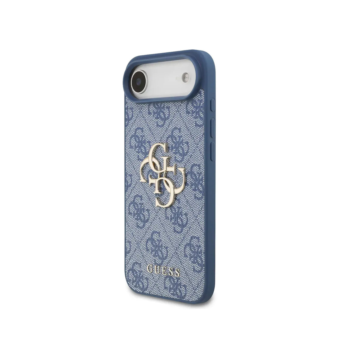 GUESS Funda de Polipiel Logo 4G Clásico para iPhone Air con Correa de Perlas y Protección Anticaídas, Azul