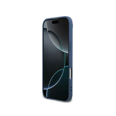 GUESS Funda de Polipiel Logo 4G Clásico para iPhone Air con Correa de Perlas y Protección Anticaídas, Azul