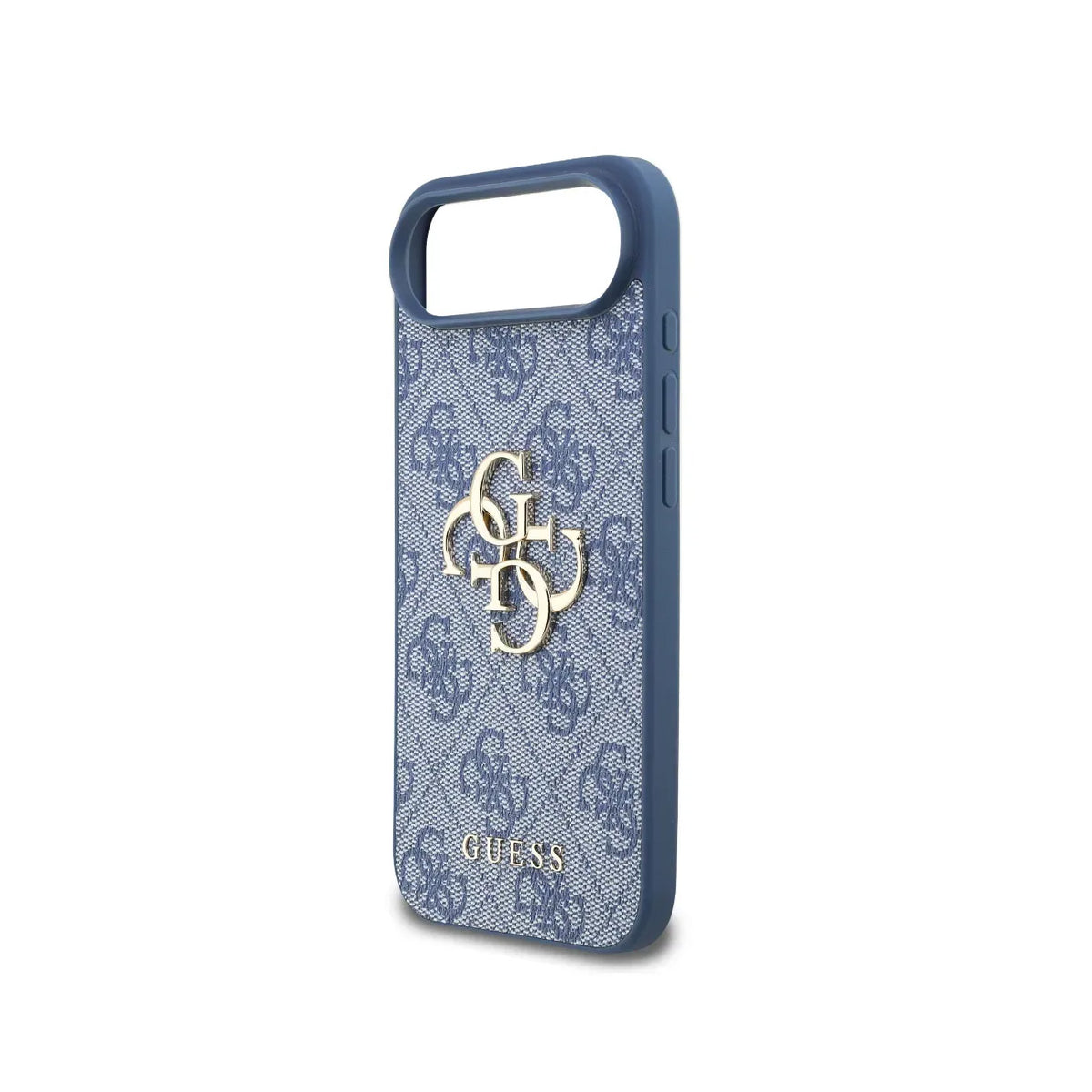 GUESS Funda de Polipiel Logo 4G Clásico para iPhone Air con Correa de Perlas y Protección Anticaídas, Azul