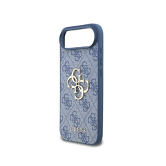 GUESS Funda de Polipiel Logo 4G Clásico para iPhone Air con Correa de Perlas y Protección Anticaídas, Azul