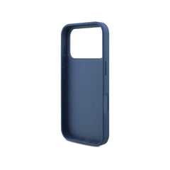 GUESS Funda para iPhone 17 Pro Max – Carcasa de Polipiel Azul con Logo 4G Clásico y Correa de Perlas, Diseño Elegante y Ajuste Preciso