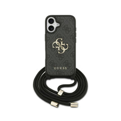 Guess Funda para iPhone 17 – Carcasa con Logotipo 4G Negra y Cordón, Protección Anticaídas y Ajuste Preciso