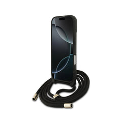 Guess Funda para iPhone 17 – Carcasa con Logotipo 4G Negra y Cordón, Protección Anticaídas y Ajuste Preciso