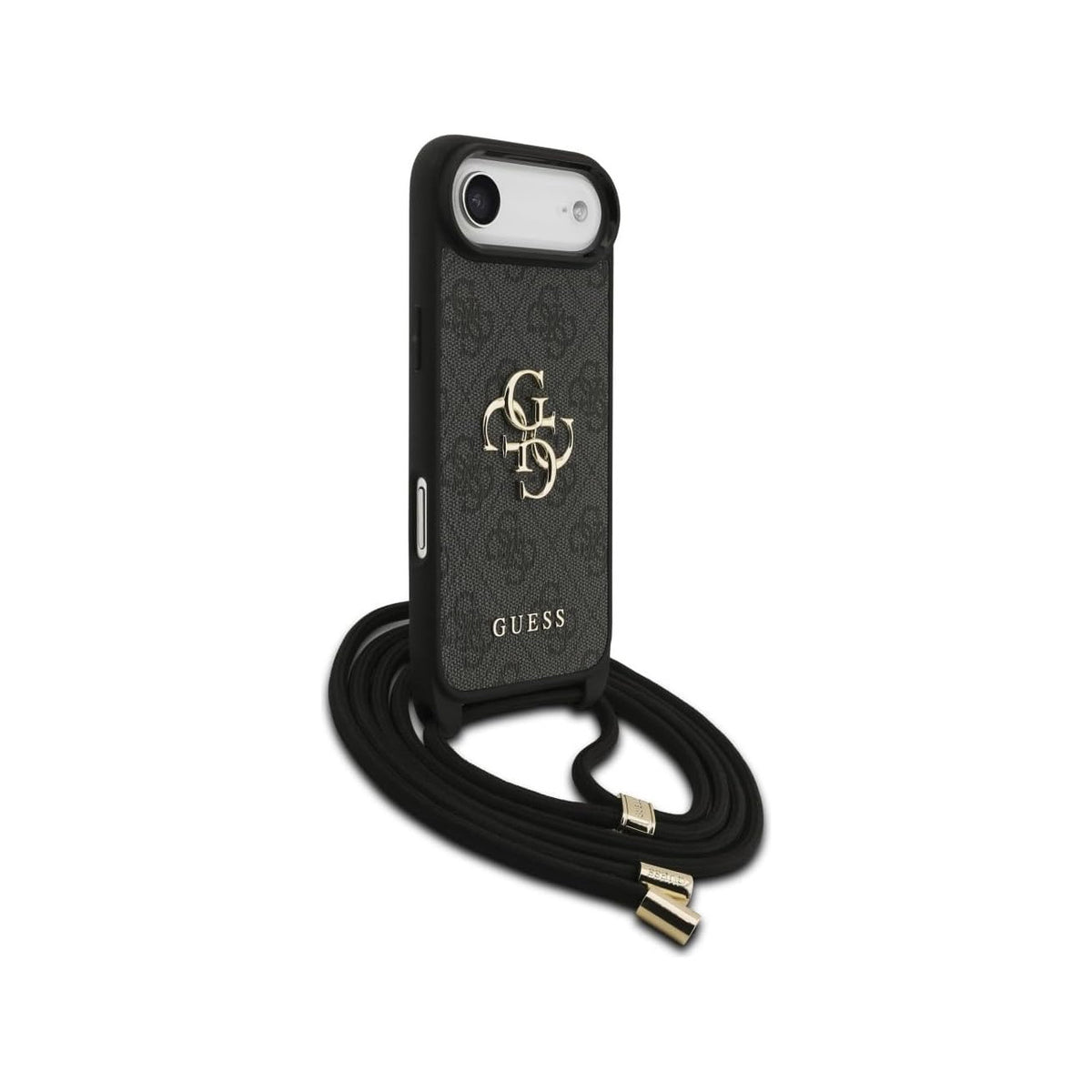 Guess Funda Logo 4G para iPhone Air con Correa de Cordón y Protección Anticaídas, Negra