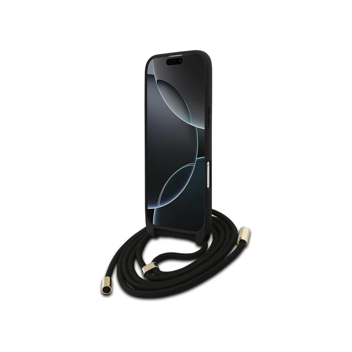 Guess Funda Logo 4G para iPhone Air con Correa de Cordón y Protección Anticaídas, Negra