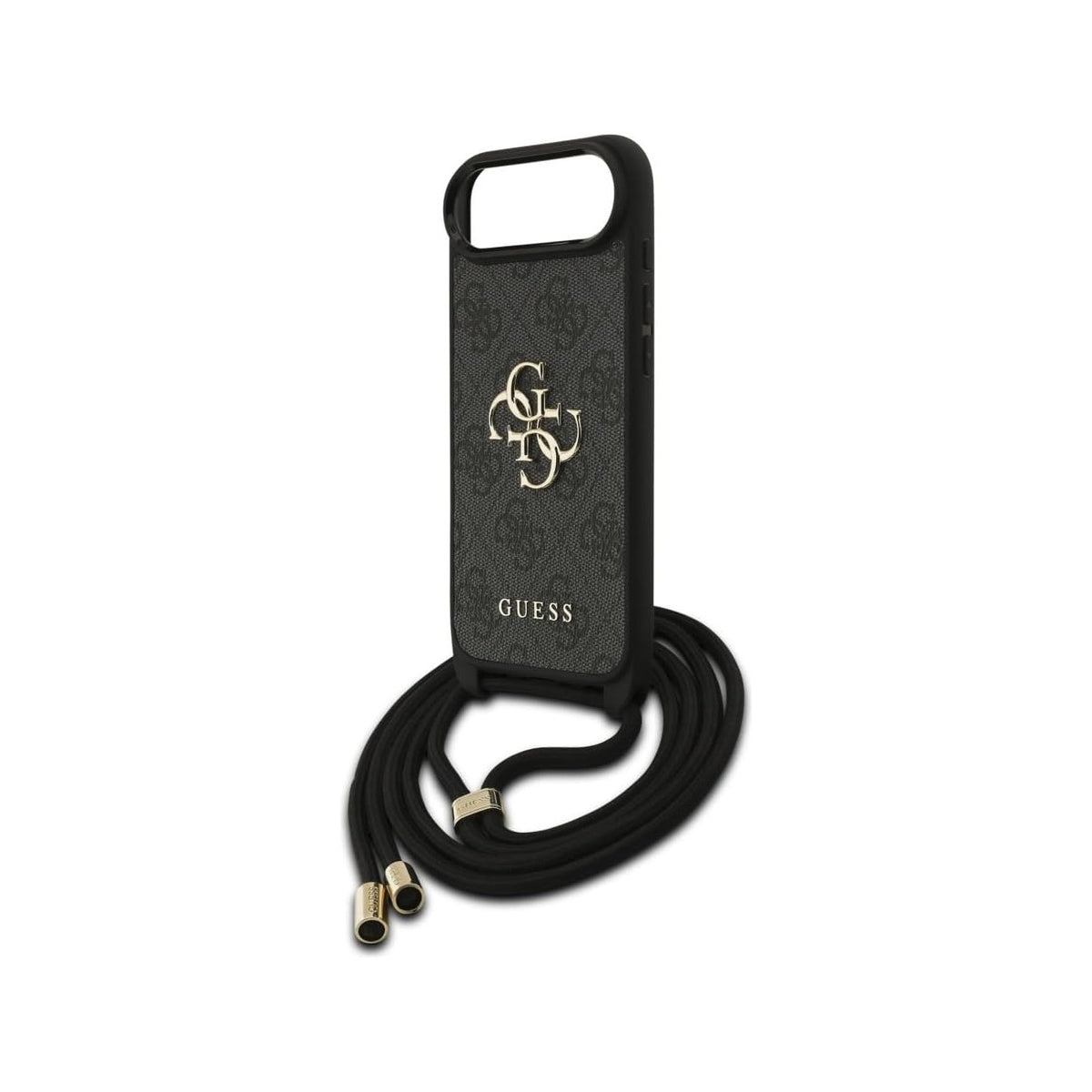 Guess Funda Logo 4G para iPhone Air con Correa de Cordón y Protección Anticaídas, Negra