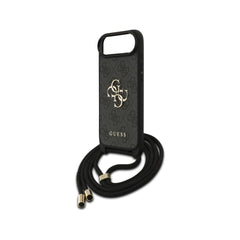Guess Funda Logo 4G para iPhone Air con Correa de Cordón y Protección Anticaídas, Negra