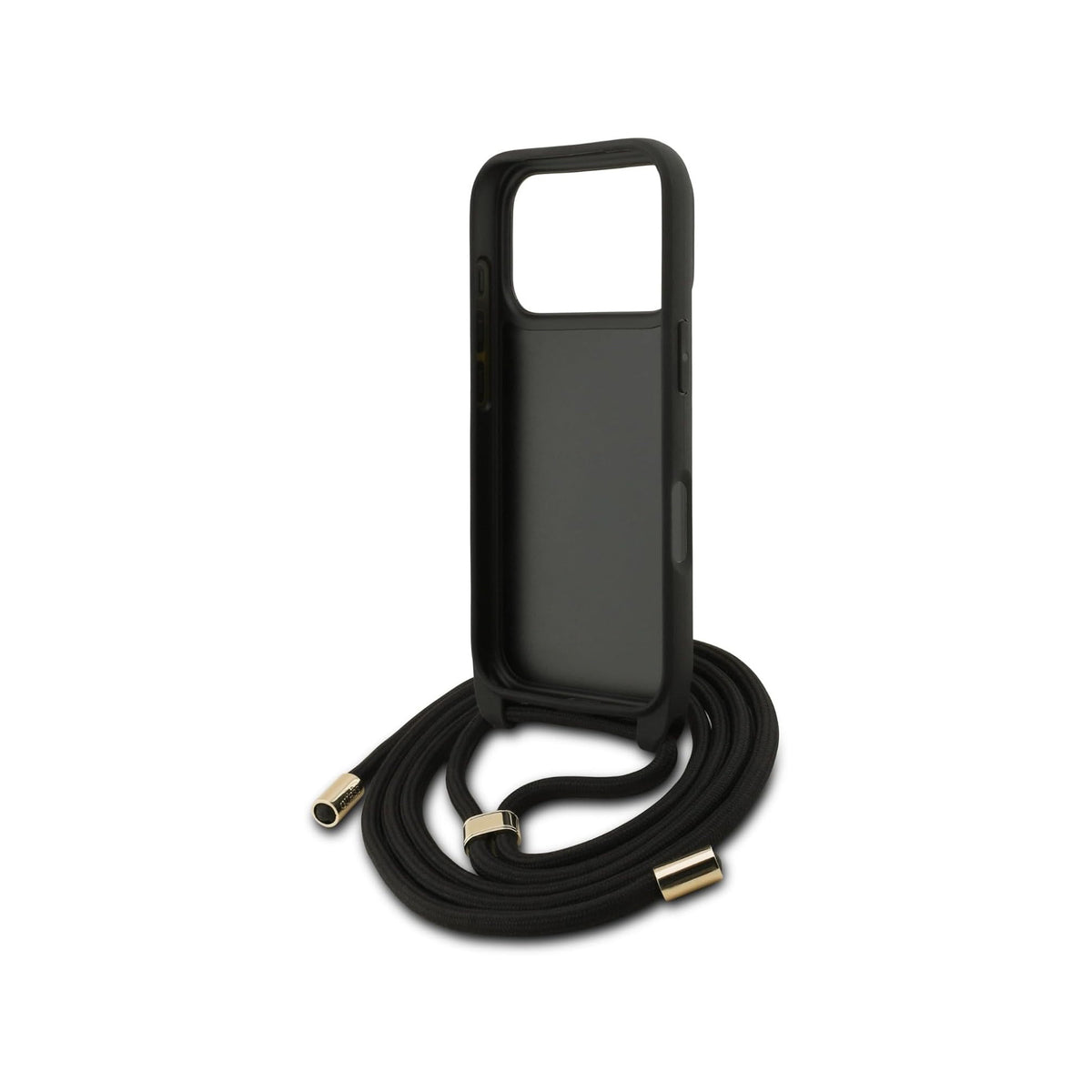 GUESS Funda Logo 4G para iPhone 17 Pro/18 Pro con Correa de Cordón, Negra