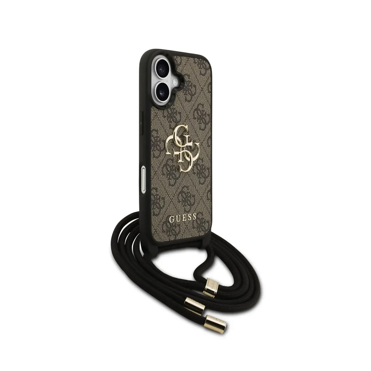 Guess iPhone 17 Case – 4G Logo Brown Cover with Lanyard, Drop Protection and Precise Fit