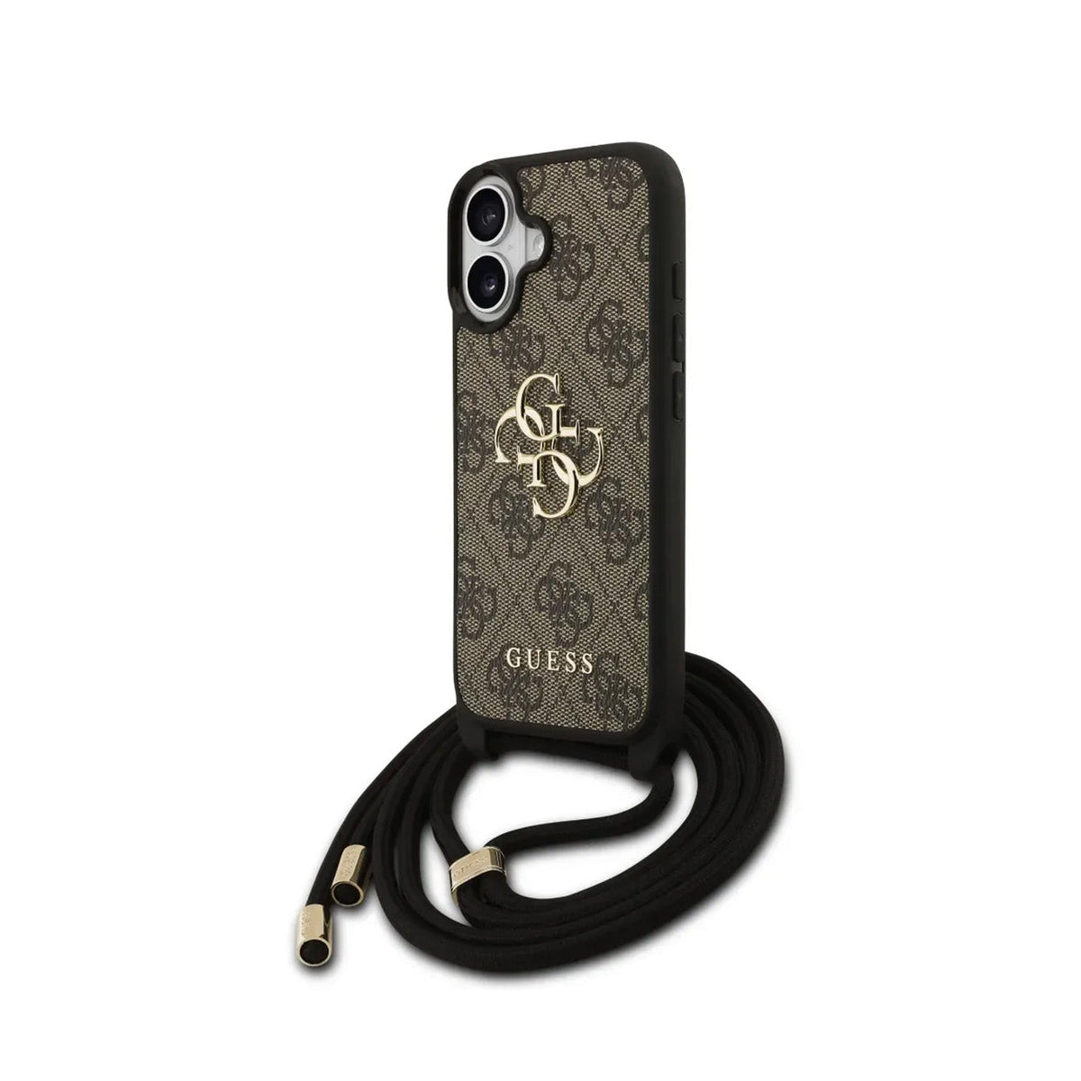 Guess iPhone 17 Case – 4G Logo Brown Cover with Lanyard, Drop Protection and Precise Fit