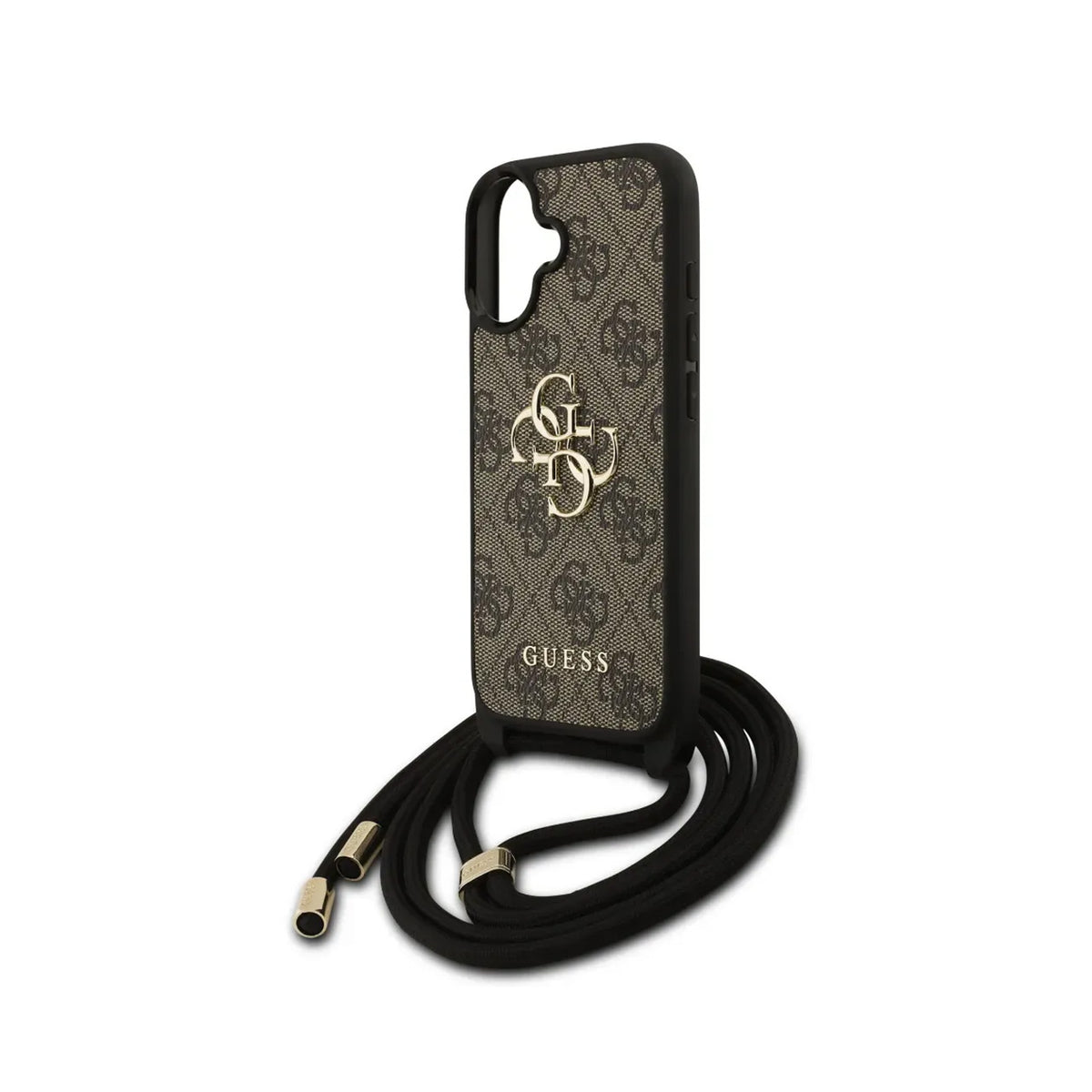 Guess iPhone 17 Case – 4G Logo Brown Cover with Lanyard, Drop Protection and Precise Fit