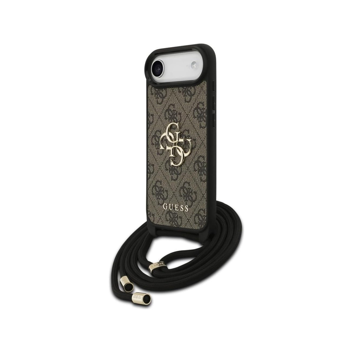 Guess iPhone 17 Air Case - 4G PU Case with Large Logo and Brown Lanyard Strap, Drop Protection and Precise Fit