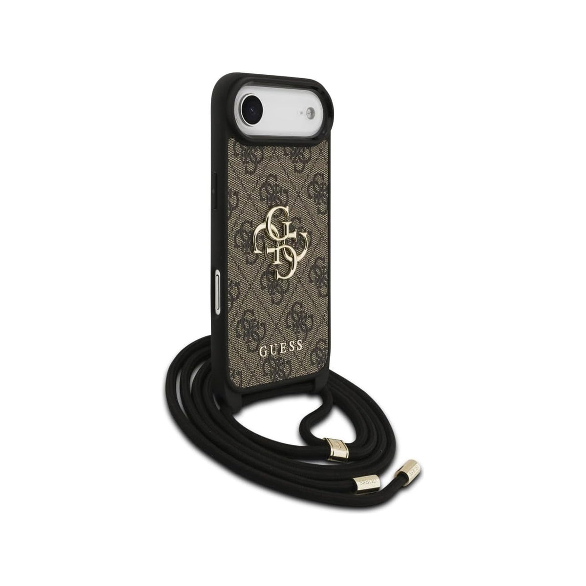 Guess iPhone 17 Air Case - 4G PU Case with Large Logo and Brown Lanyard Strap, Drop Protection and Precise Fit