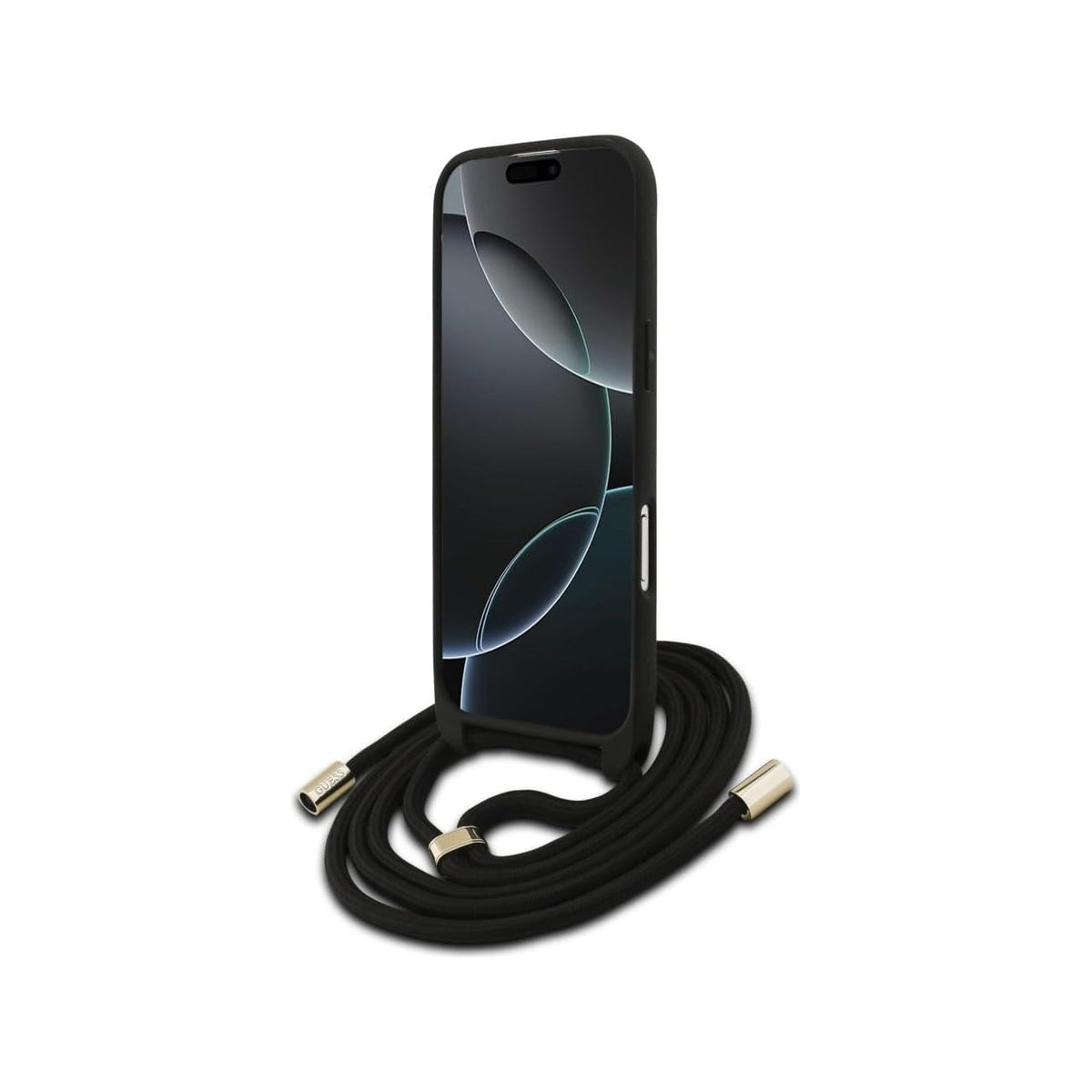 Guess iPhone 17 Air Case - 4G PU Case with Large Logo and Brown Lanyard Strap, Drop Protection and Precise Fit