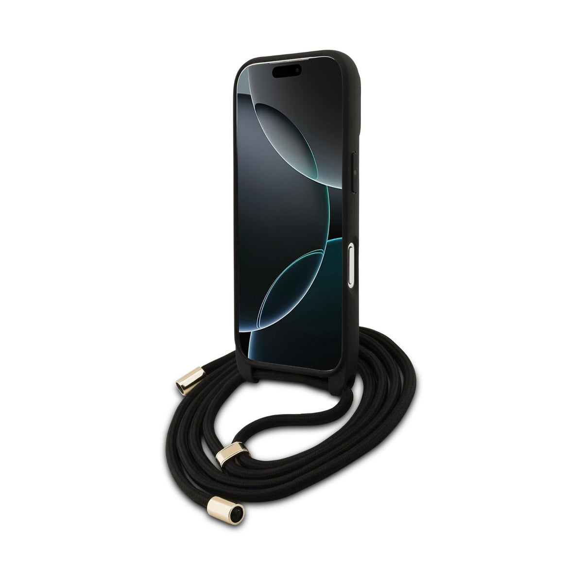 Guess iPhone 17 Pro Case – 4G PU Case with Large Logo and Brown Lanyard Strap, Drop Protection and Precise Fit