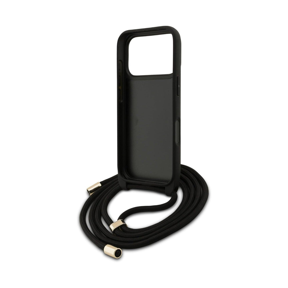 Guess iPhone 17 Pro Case – 4G PU Case with Large Logo and Brown Lanyard Strap, Drop Protection and Precise Fit