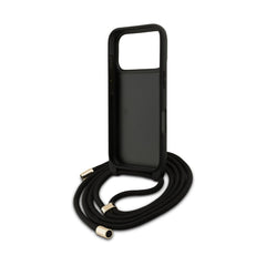 Guess Funda para iPhone 17 Pro – Carcasa de PU 4G con Gran Logo y Correa con Cordón Marrón, Protección Anticaídas y Ajuste Preciso