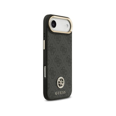 Guess Funda de Polipiel Logo 4G Strass para iPhone Air Compatible con MagSafe y Protección Anticaídas, Negra