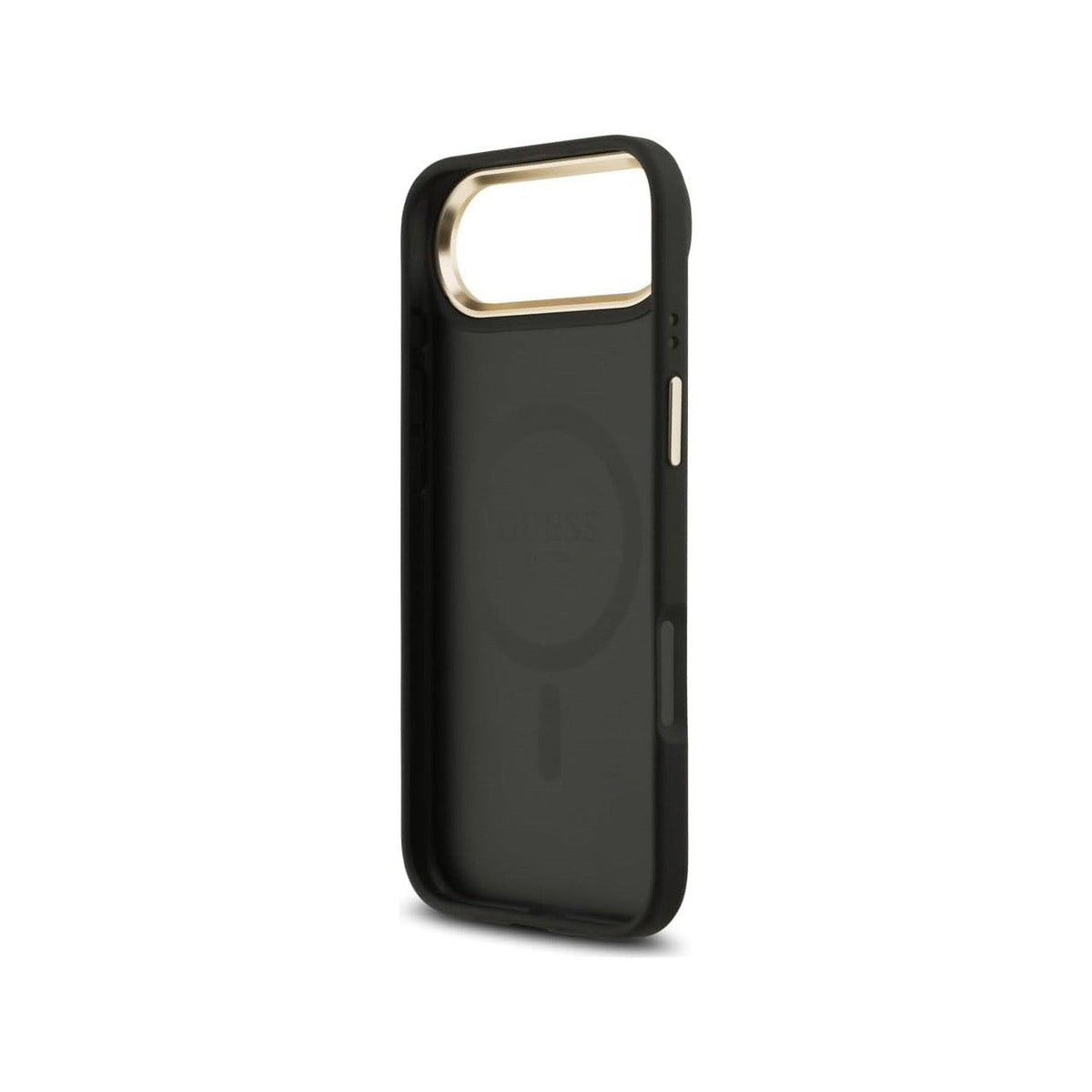 Guess Funda de Polipiel Logo 4G Strass para iPhone Air Compatible con MagSafe y Protección Anticaídas, Negra