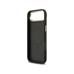 Guess Funda de Polipiel Logo 4G Strass para iPhone Air Compatible con MagSafe y Protección Anticaídas, Negra