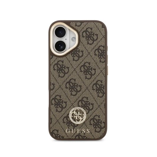 Guess Funda para iPhone 17 – Carcasa con MagSafe, Diseño 4G Strass Marrón, Protección Anticaídas y Ajuste Preciso