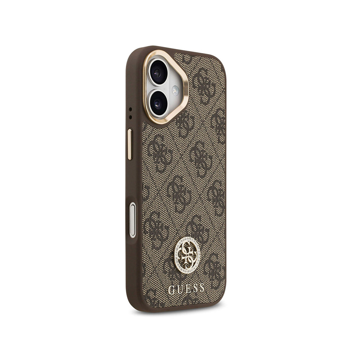Guess Funda 4G Strass para iPhone 17 Compatible con MagSafe y Protección Anticaídas, Marrón