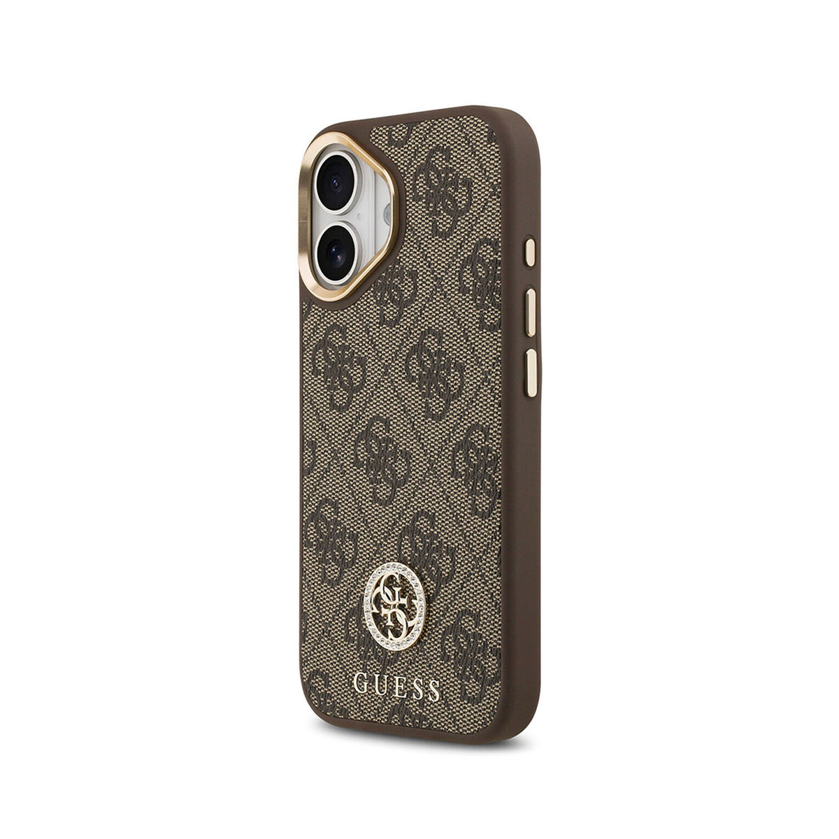 Guess Funda 4G Strass para iPhone 17 Compatible con MagSafe y Protección Anticaídas, Marrón