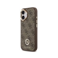 Guess Funda para iPhone 17 – Carcasa con MagSafe, Diseño 4G Strass Marrón, Protección Anticaídas y Ajuste Preciso