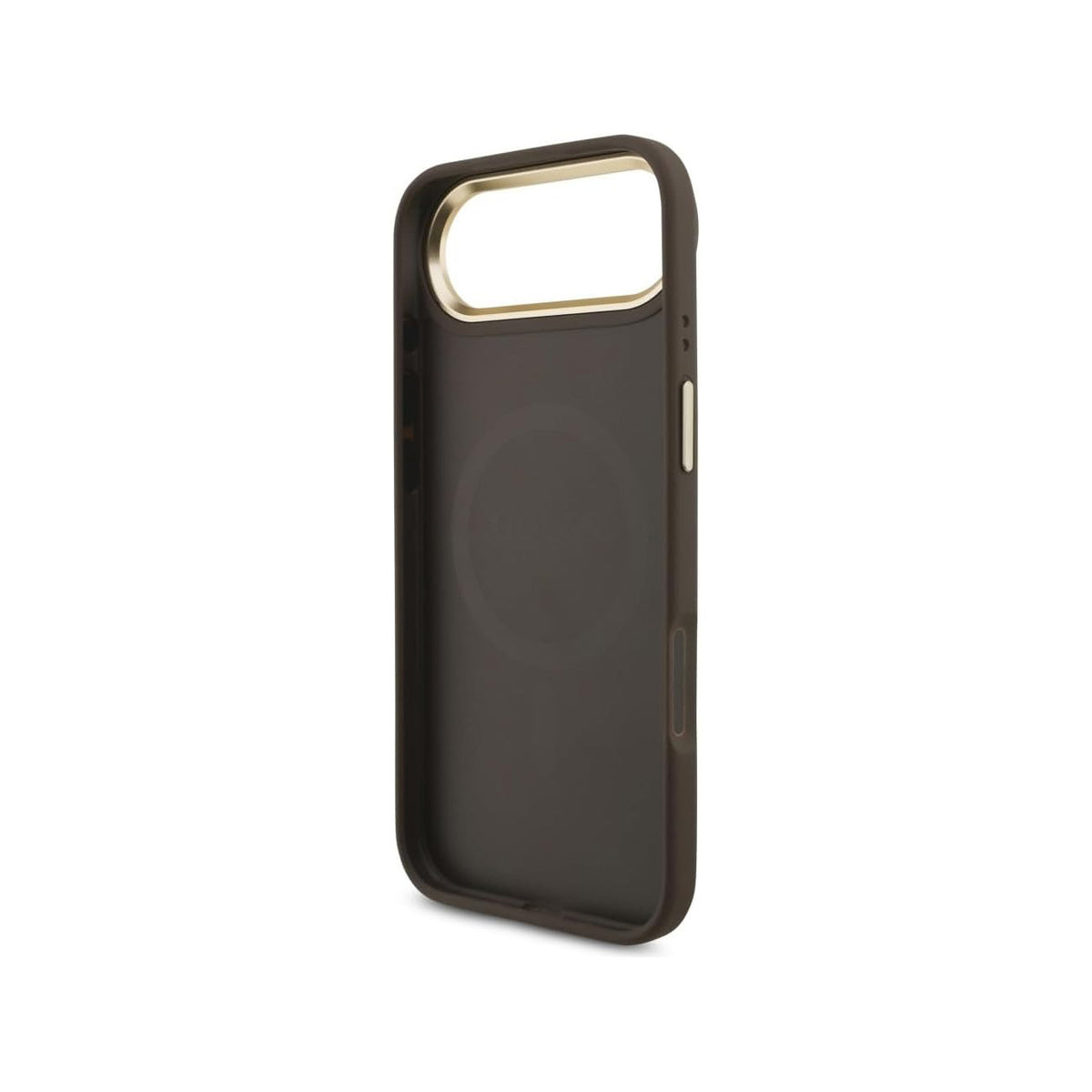 Guess iPhone 17 Air Case – Brown Faux Leather MagSafe Compatible Cover with 4G Rhinestone Logo, Drop Protection and Precise Fit