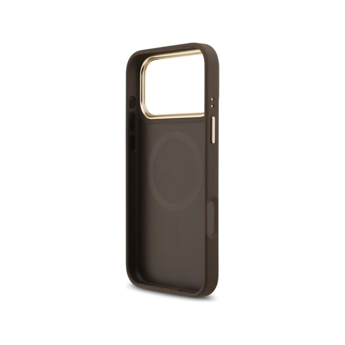 Guess Funda de Polipiel Logo 4G Strass para iPhone 17 Pro Max/18 Pro Max Compatible con MagSafe y Protección Anticaídas, Marrón