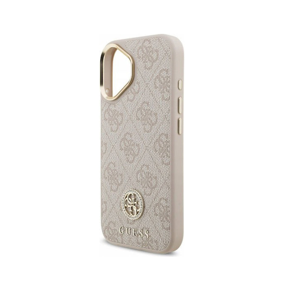 Guess Funda Logo 4G Strass para iPhone 17 con Protección Anticaídas, Rosa