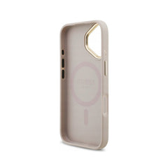 Guess Funda Logo 4G Strass para iPhone 17 con Protección Anticaídas, Rosa