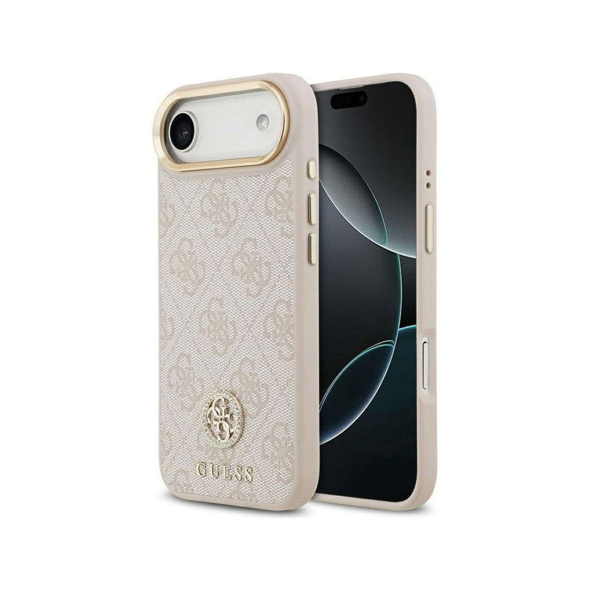 Guess Funda de Polipiel Logo 4G Strass para iPhone Air con Protección Anticaídas, Rosa
