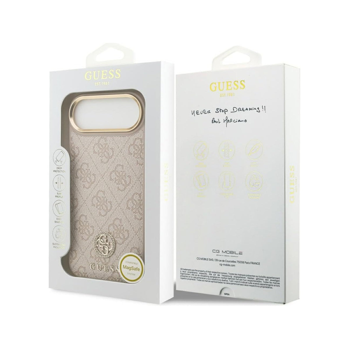 Guess Funda de Polipiel Logo 4G Strass para iPhone Air con Protección Anticaídas, Rosa