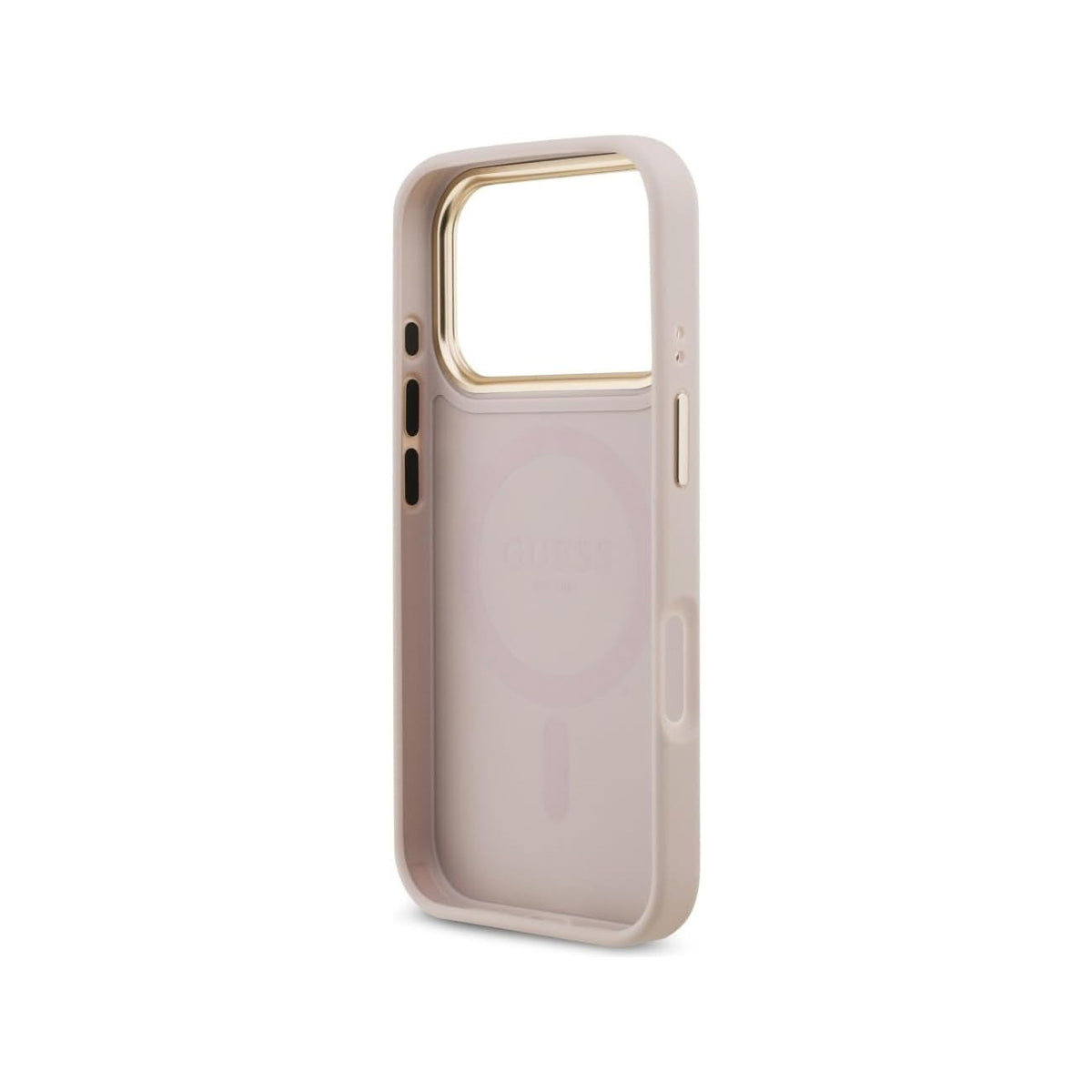 Guess Funda de Polipiel Logo 4G Strass para iPhone 17 Pro con Protección Anticaídas, Rosa