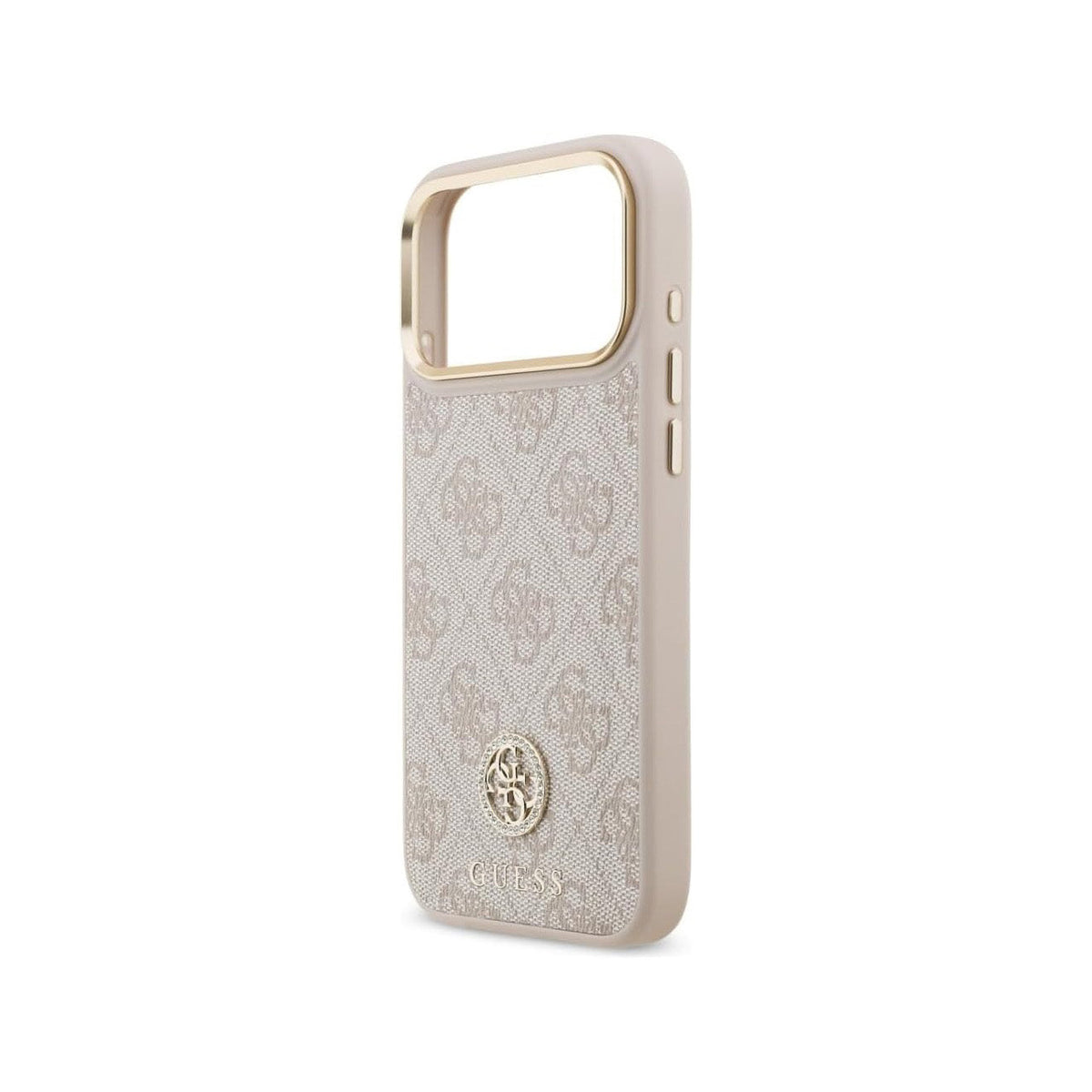 Guess Funda de Polipiel Logo 4G Strass para iPhone 17 Pro Max/18 Pro Max con Protección Anticaídas, Rosa