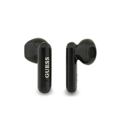 Guess Auriculares TWS Inalámbricos con Logo Metalizado y Estuche de Carga, Negros