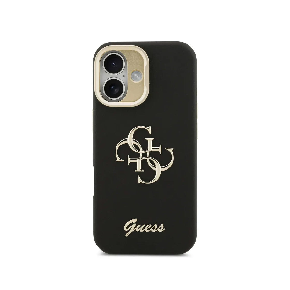 Guess iPhone 17 Case – Black Grained Effect Case with Stand and Logo, Drop Protection, and Precise Fit