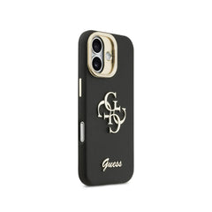 Guess Funda para iPhone 17 – Carcasa con Soporte y Efecto Granulado Negro con Logo, Protección Anticaídas y Ajuste Preciso