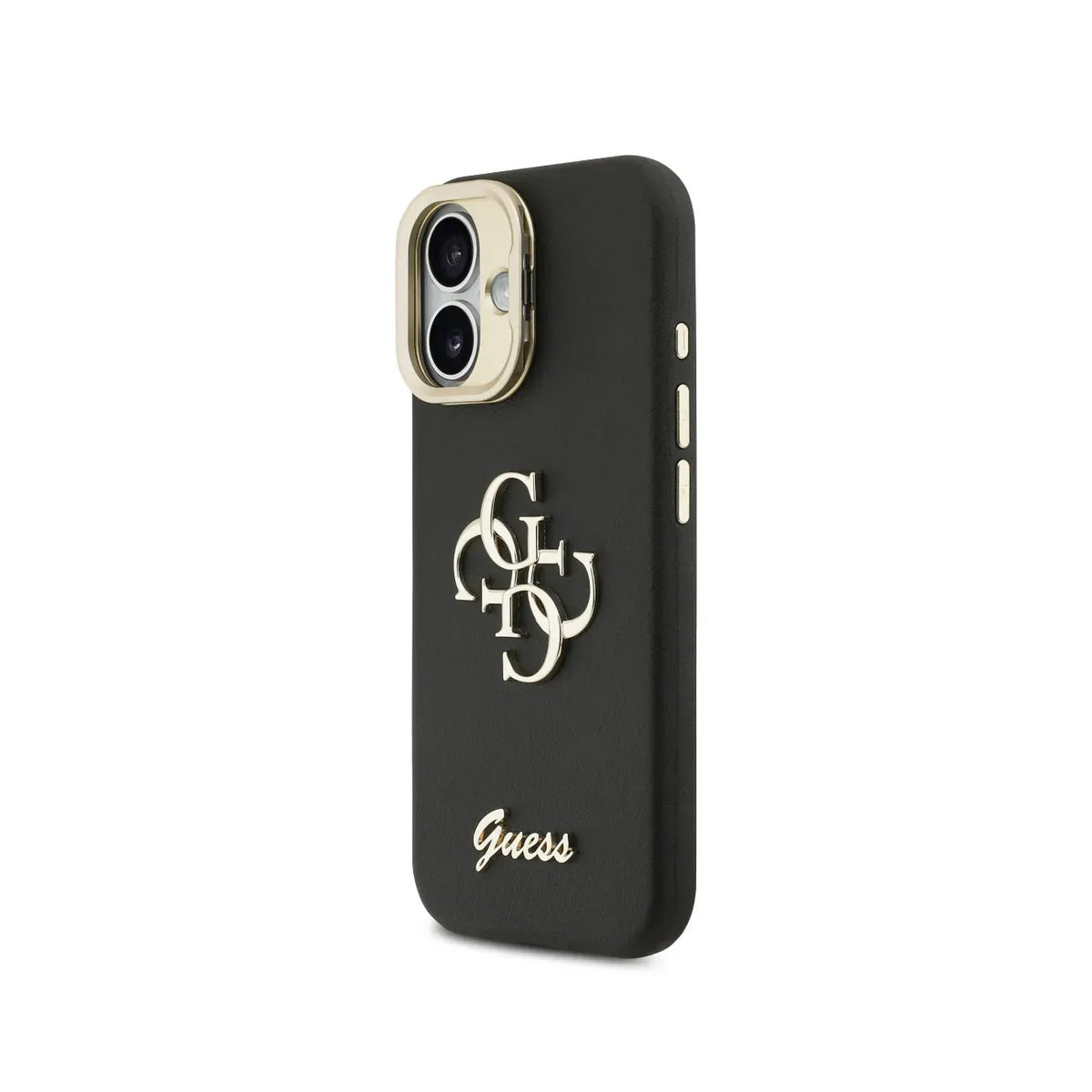 Guess iPhone 17 Case – Black Grained Effect Case with Stand and Logo, Drop Protection, and Precise Fit