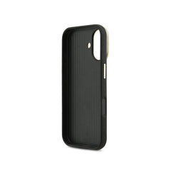 Guess Funda para iPhone 17 – Carcasa con Soporte y Efecto Granulado Negro con Logo, Protección Anticaídas y Ajuste Preciso